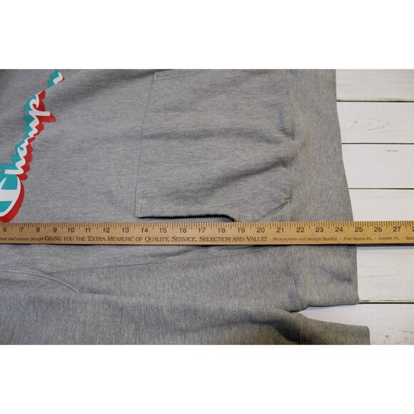 Champion Reverse Weave Men M Gray Hoodie Graphic Print Kangaroo Pocket Pullover - Picture 9 of 10